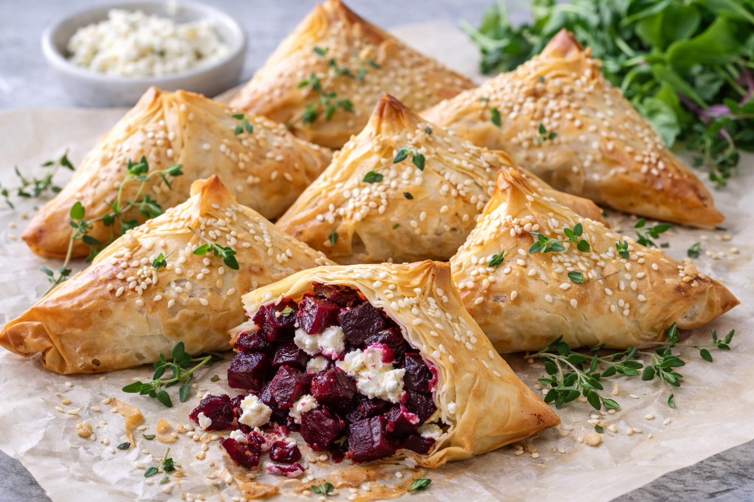 Beetroot & Feta Filo Parcels